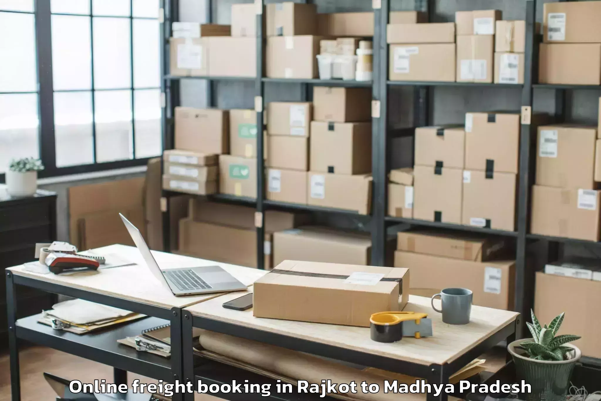 Book Rajkot to Khajuraho Airport Hjr Online Freight Booking